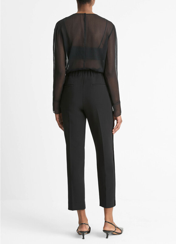 Vince - Black Velvet Trim Pull-On Crop Pant