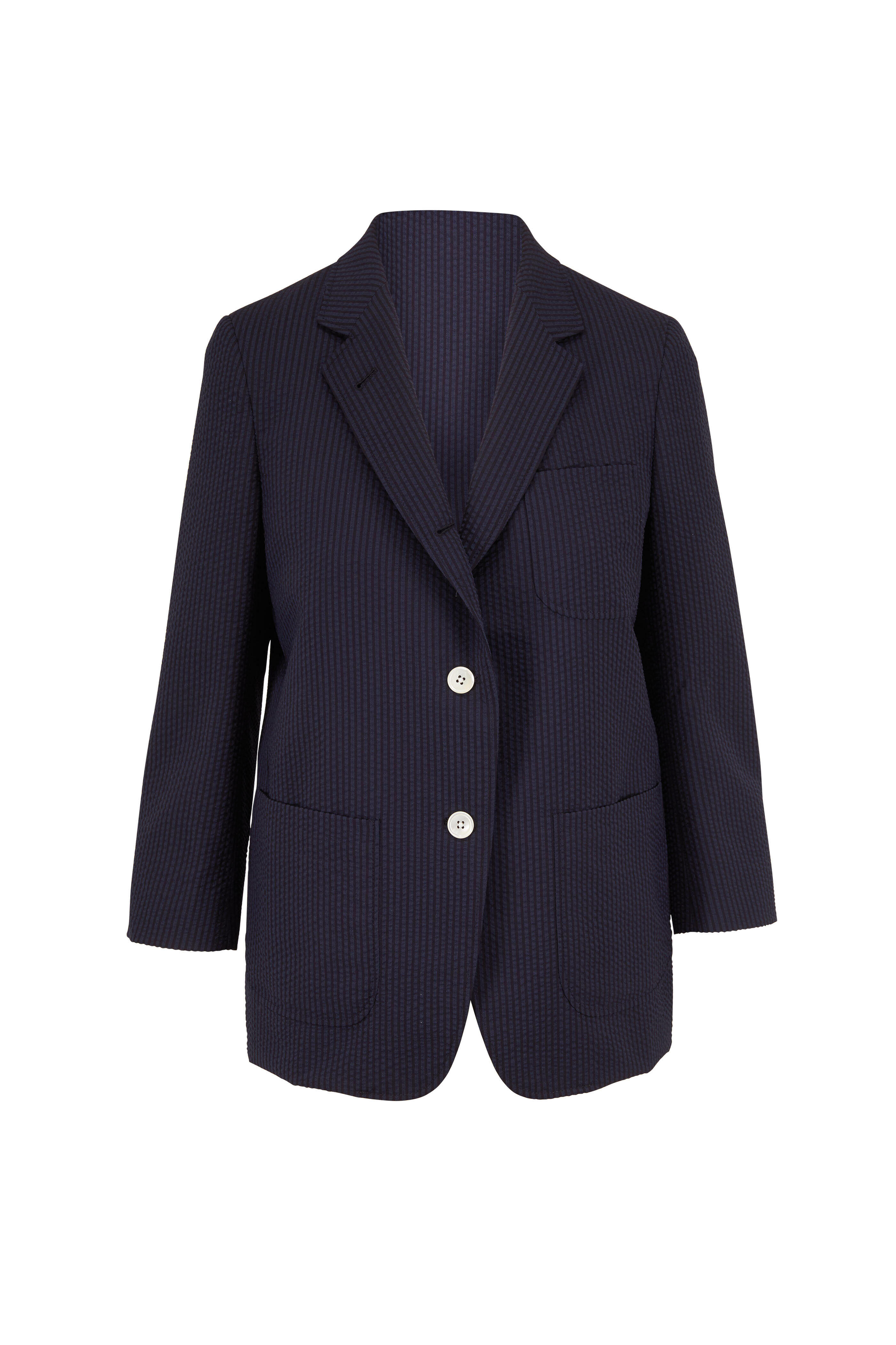 Thom Browne - Schoolboy Navy Wool Seersucker Jacket