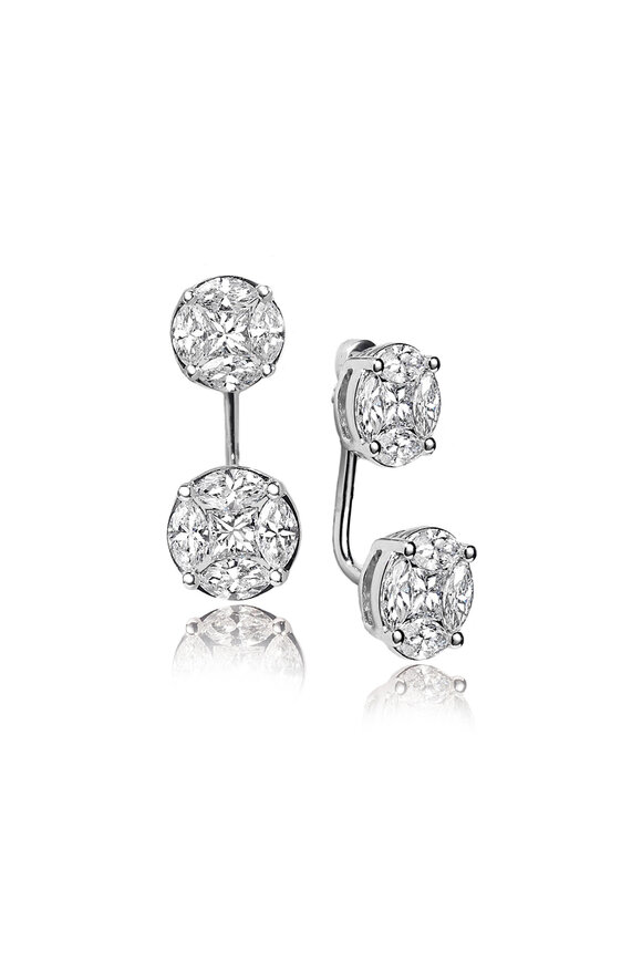 Nam Cho 18k White Gold Invisible Round Detach Studs