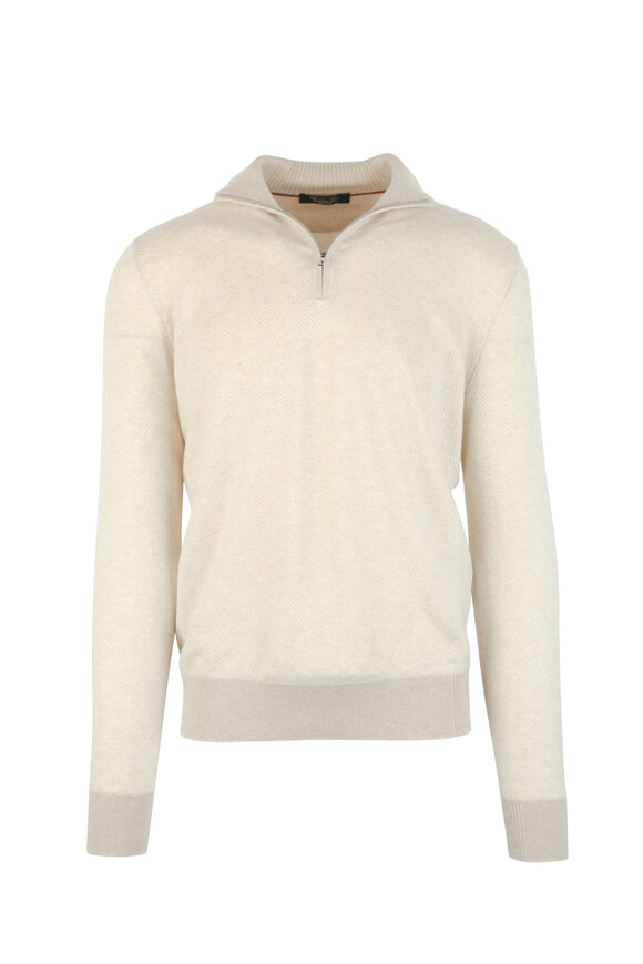 Loro Piana Roadster Natural Cashmere Quarter-Zip Pullover - view 1