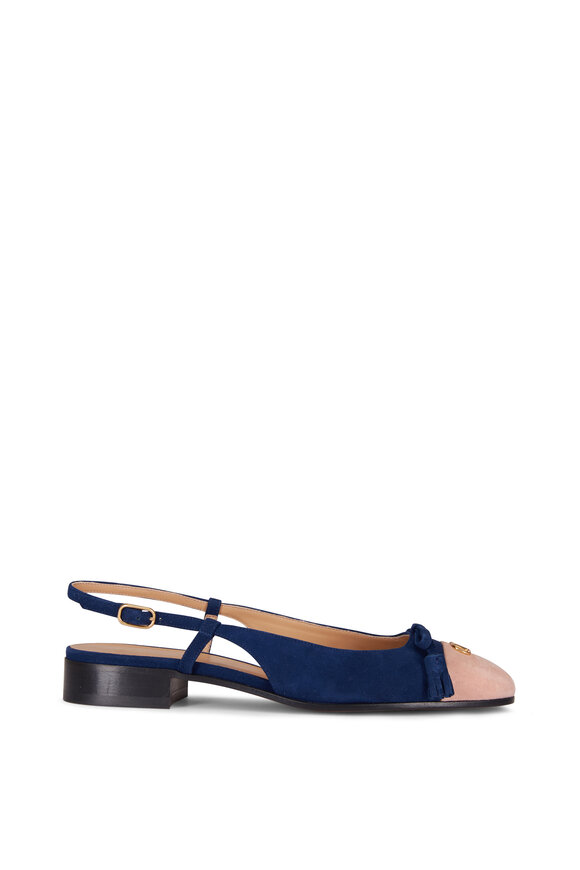 Valentino Garavani Valet Du Roi Blue Slingback Ballerina Flat - view 2