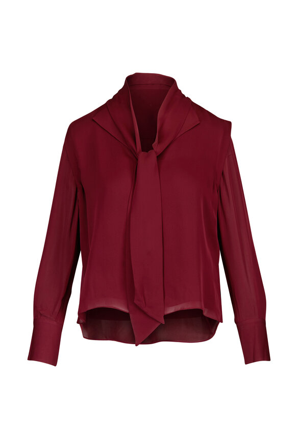 Simkhai Lillian Fig Silk Tie Neck Blouse - view 1
