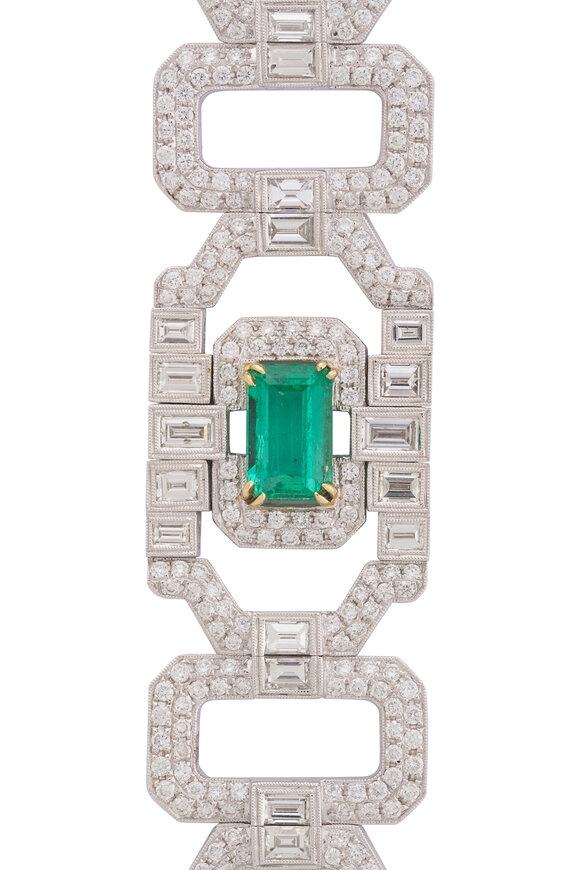 Lowy & Co Diamond & Emerald Estate Bracelet - view 2