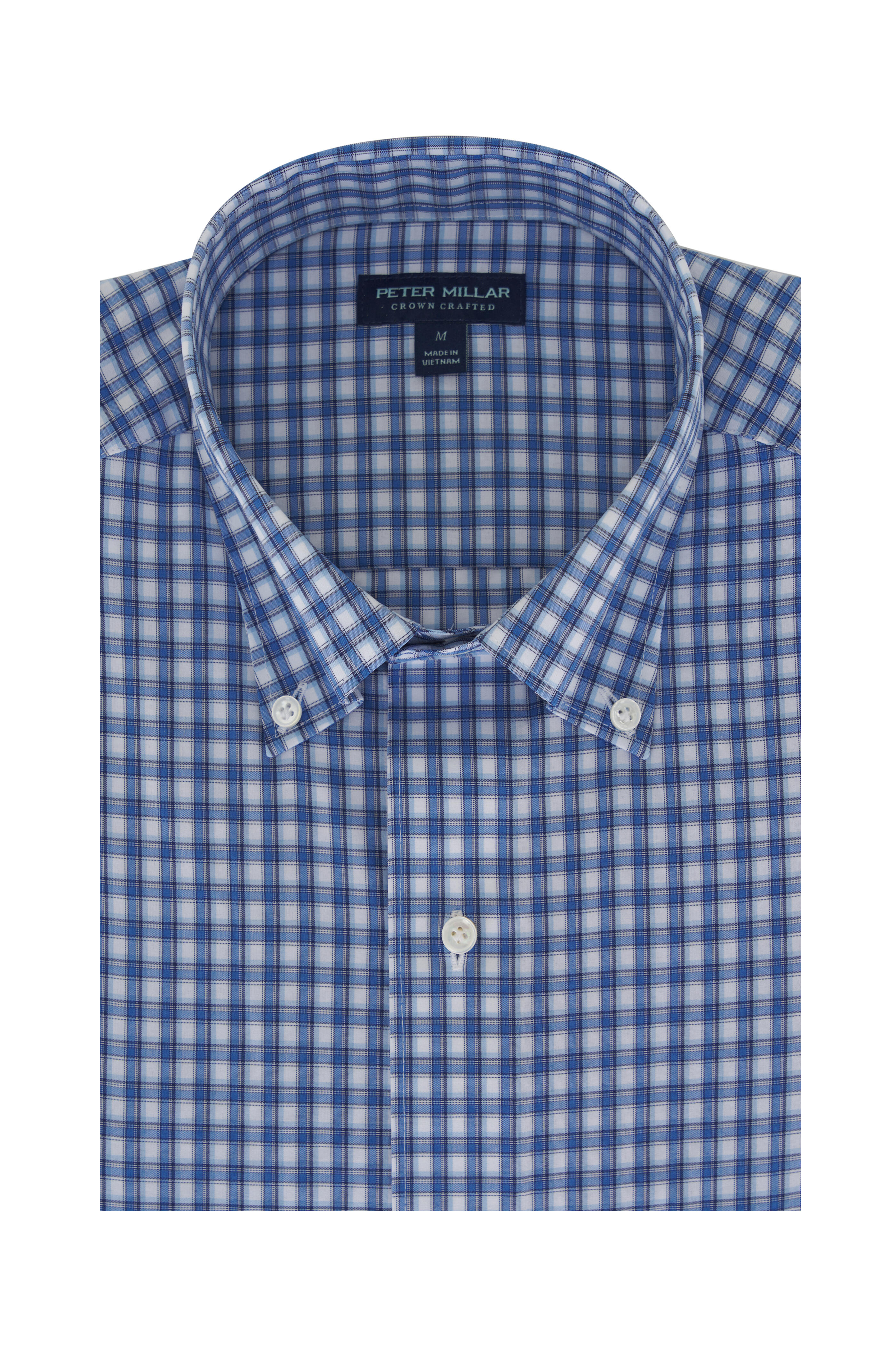 Peter Millar - Cole Cascade Blue Check Poplin Sport Shirt