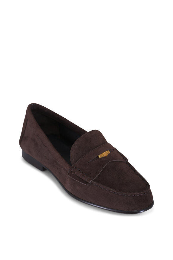 Veronica Beard Penny Espresso Suede Penny Loafer