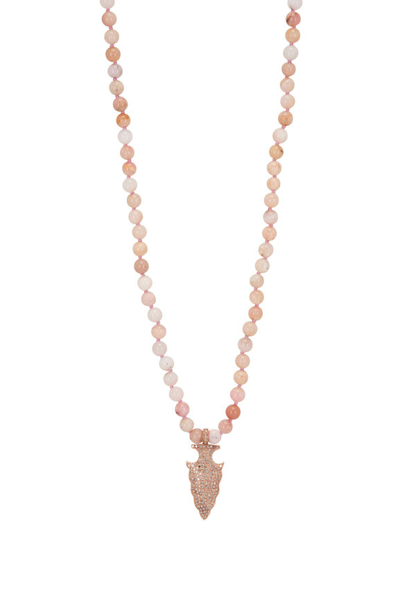 Kai Linz Diamond Spear & Pink Opal Bead Necklace