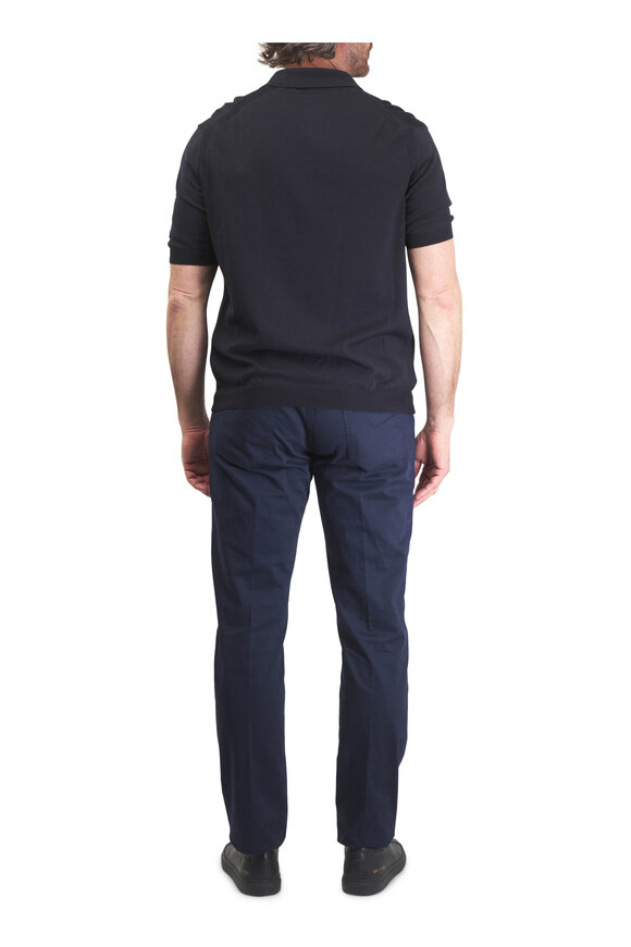 Marco Pescarolo Navy Blue Supima Cotton Five Pocket Pant - view 4