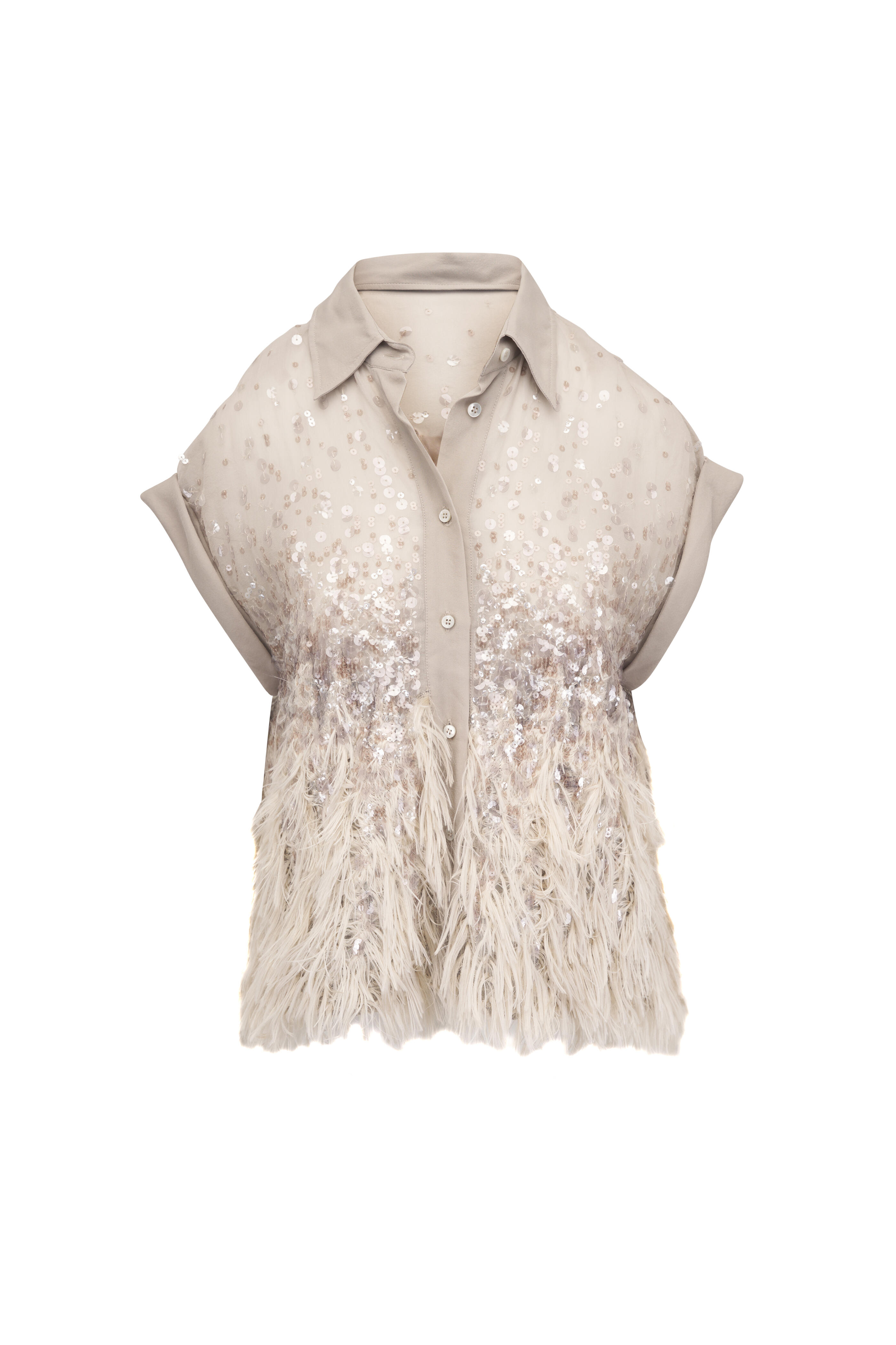 Brunello Cucinelli - Crispy Silk Chiffon Fil Coupé Dégradé Blouse