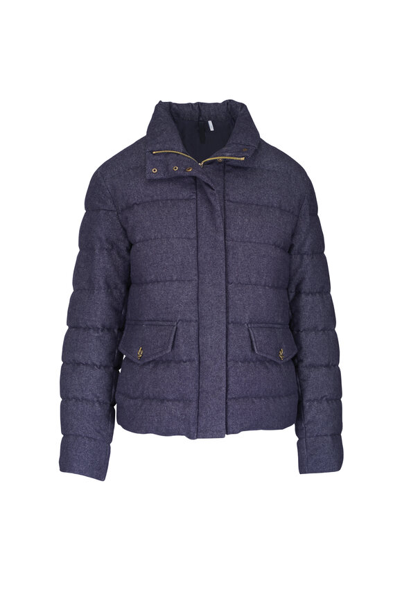 Moncler Bessettez Navy Blue Cotton Down Jacket - view 1