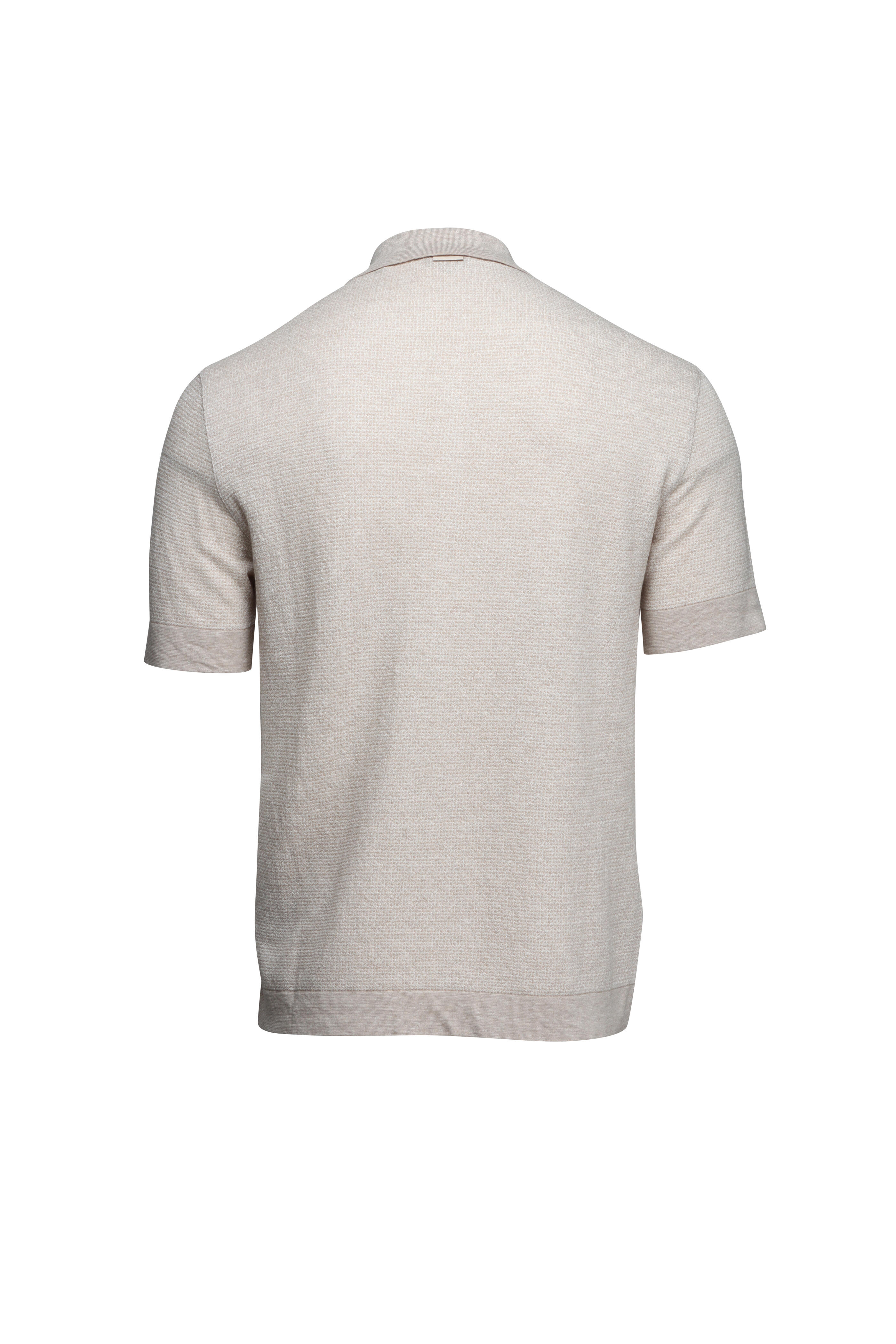 Zegna - Beige Jacquard Short Sleeve Polo | Mitchell Stores