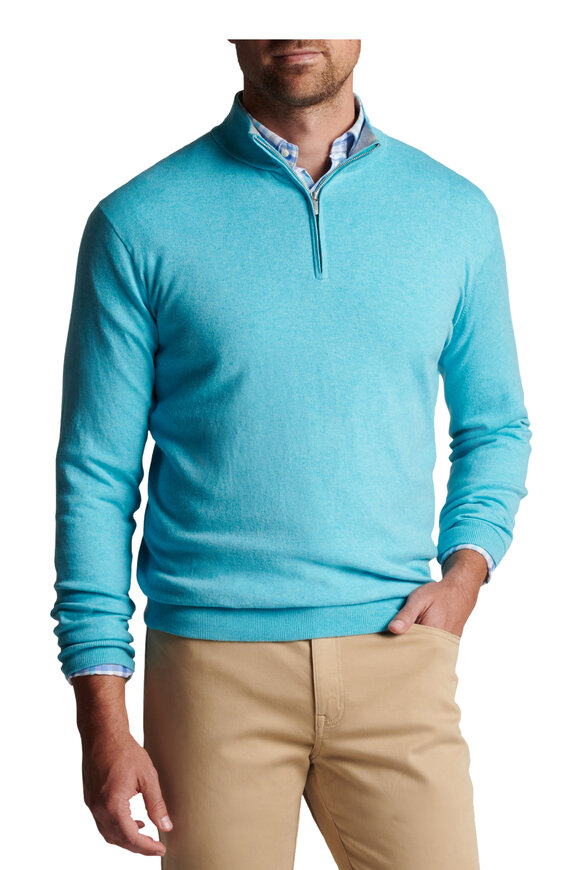 Peter Millar - Radiant Blue Crest Quarter Zip Pullover