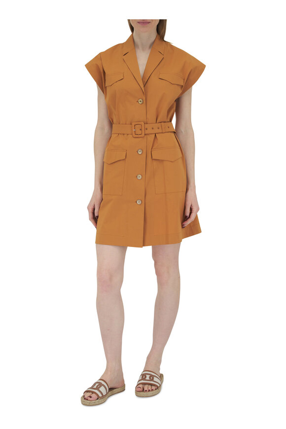 Antonelli - Kako Orange Cap Sleeve Belted Mini Dress 