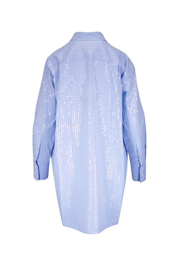 blue sequin shirt dress Long-Sleeve La Femme Short Sequin Party Dress Royal Blue / 00 main image 1