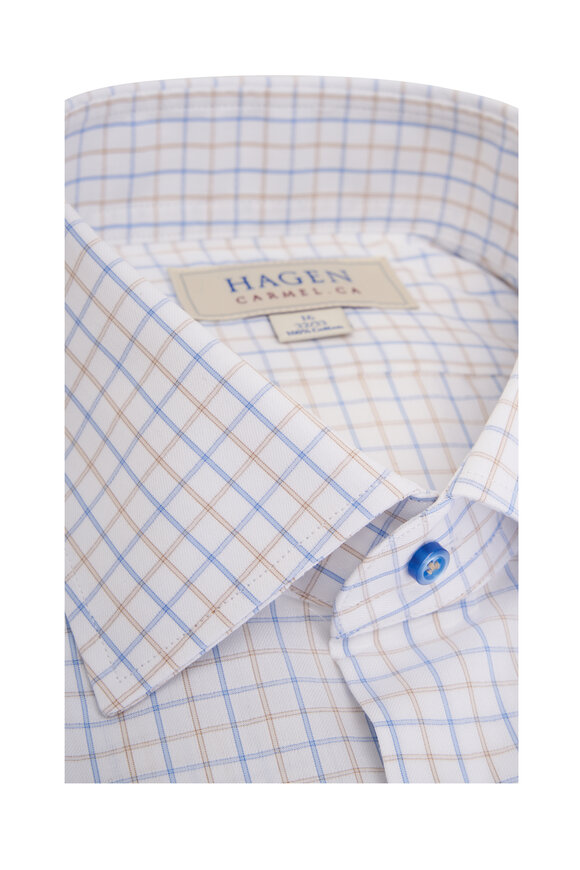 Hagen Shirts - Light Brown & Blue Check Cotton Dress Shirt