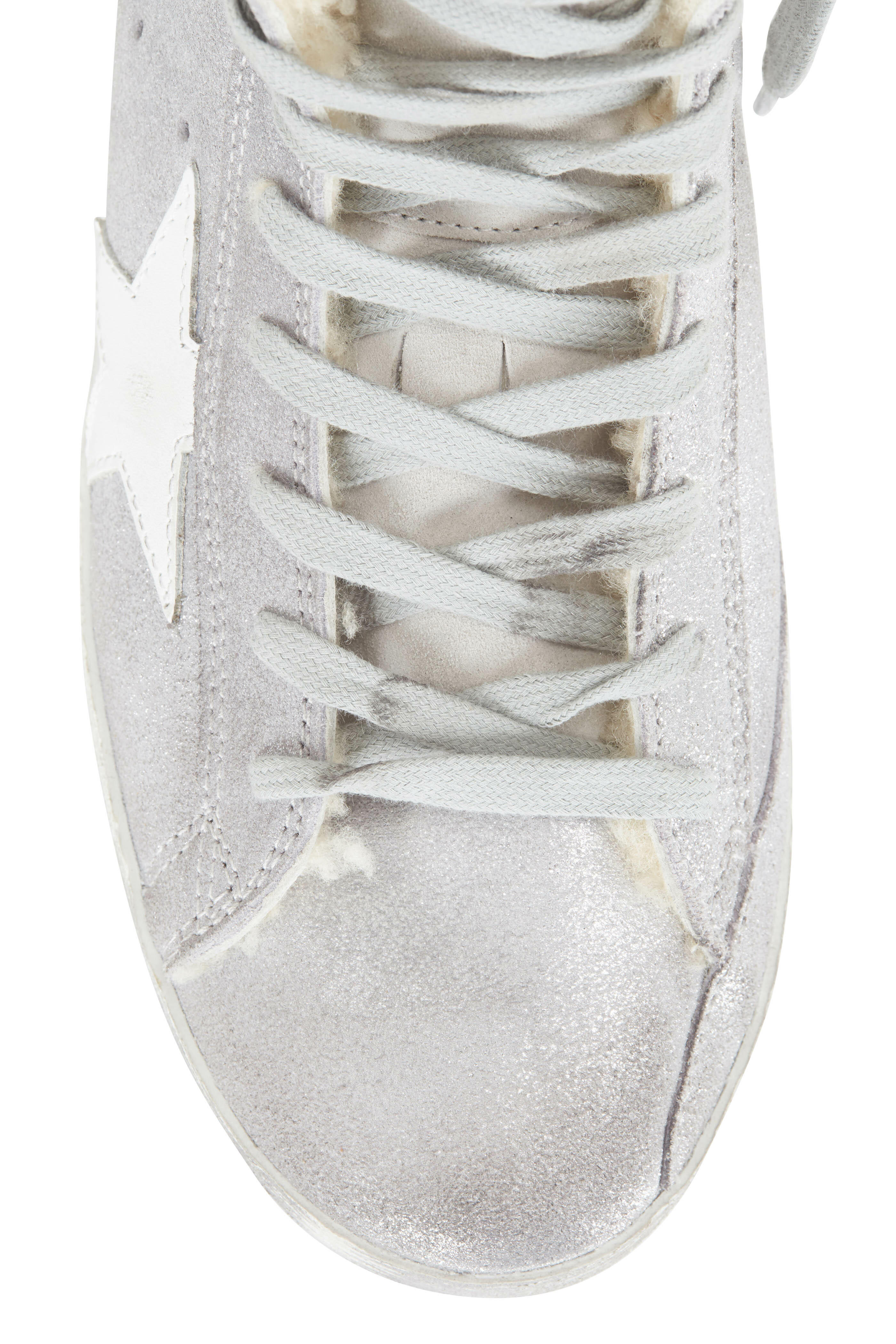 Golden Goose - Francy Silver Glitter Suede & Shearling Sneaker