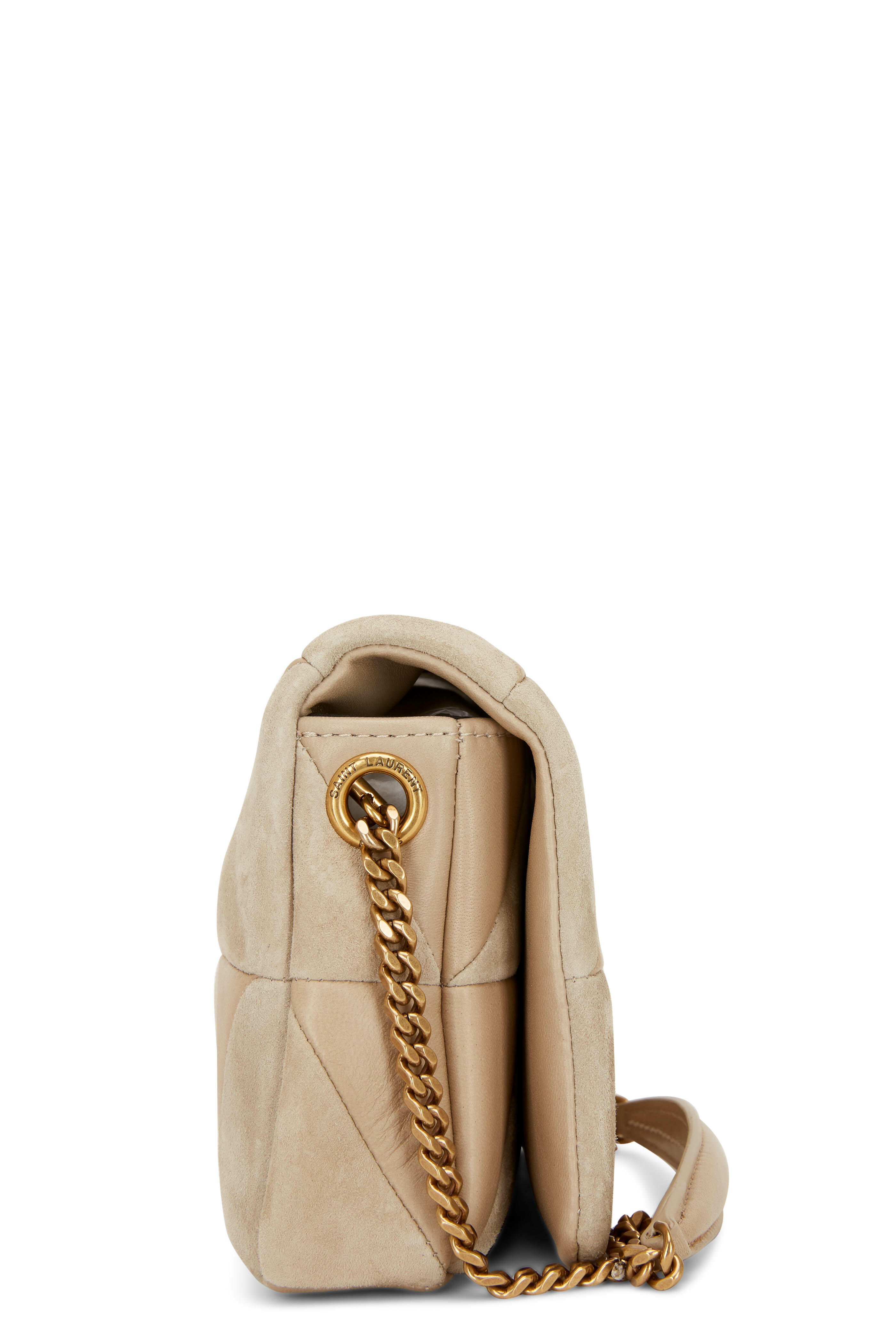 Saint Laurent - Jamie Sea Salt Leather & Suede Diamond Quilted Bag