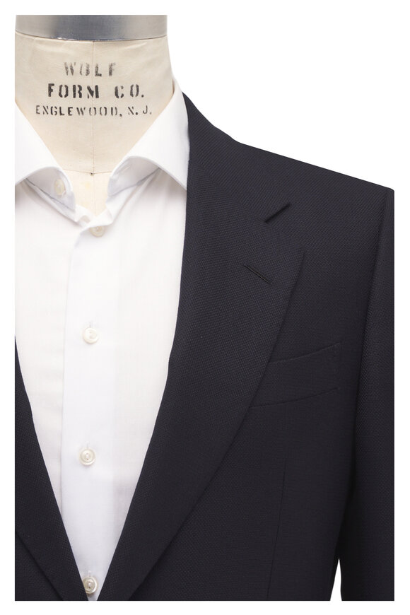 Zegna - Blue Tonal Check Wool & Silk Sportcoat | Mitchell Stores