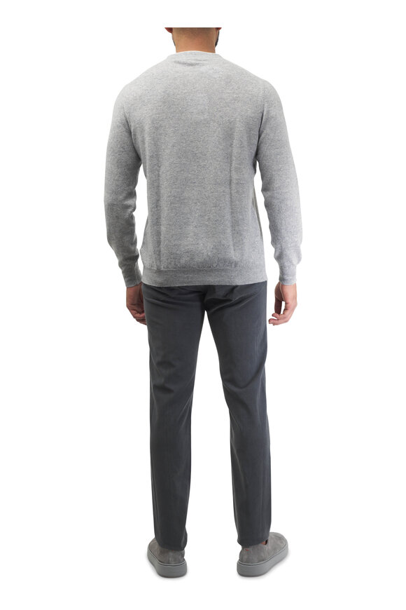 Fedeli - Light Gray Cashmere & Linen Crewneck Sweater