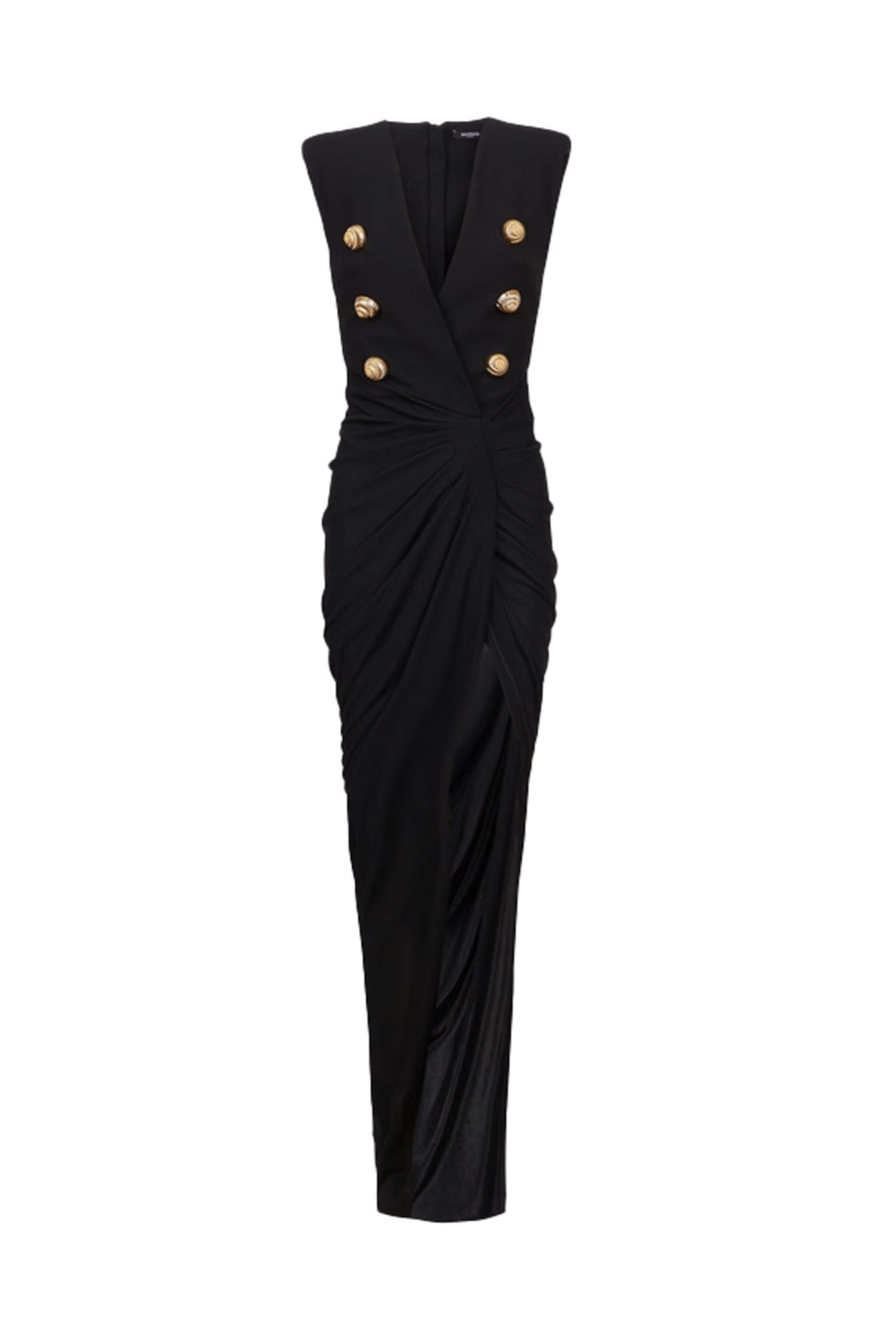 Balmain - Noir Crepe Tailored Maxi Dress