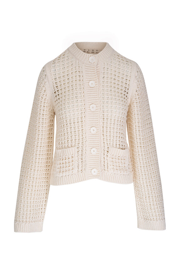 DOROTHEE SCHUMACHERtPointelle Cream Knit Pullover Turtleneck Workwear Sweater selling L