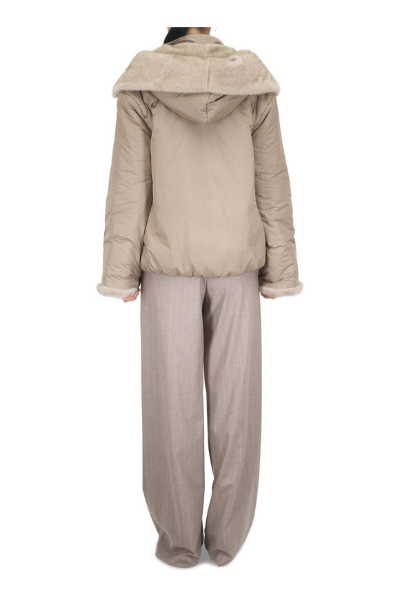 Marco Pescarolo Melody Beige Pinstripe Wide Leg Pant - view 3