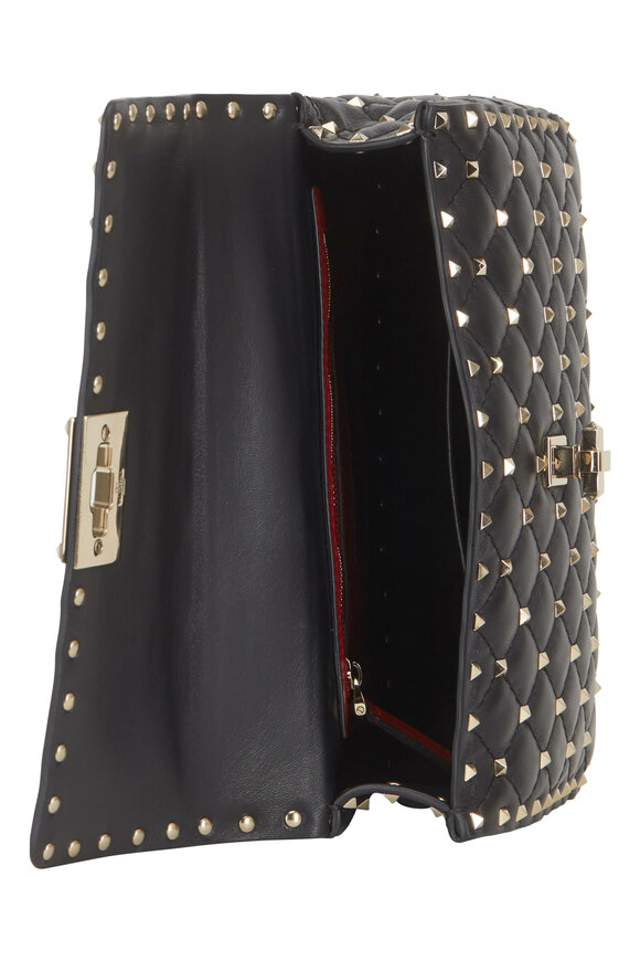 Valentino Garavani - Rockstud Black Gunmetal Studded Medium Bag