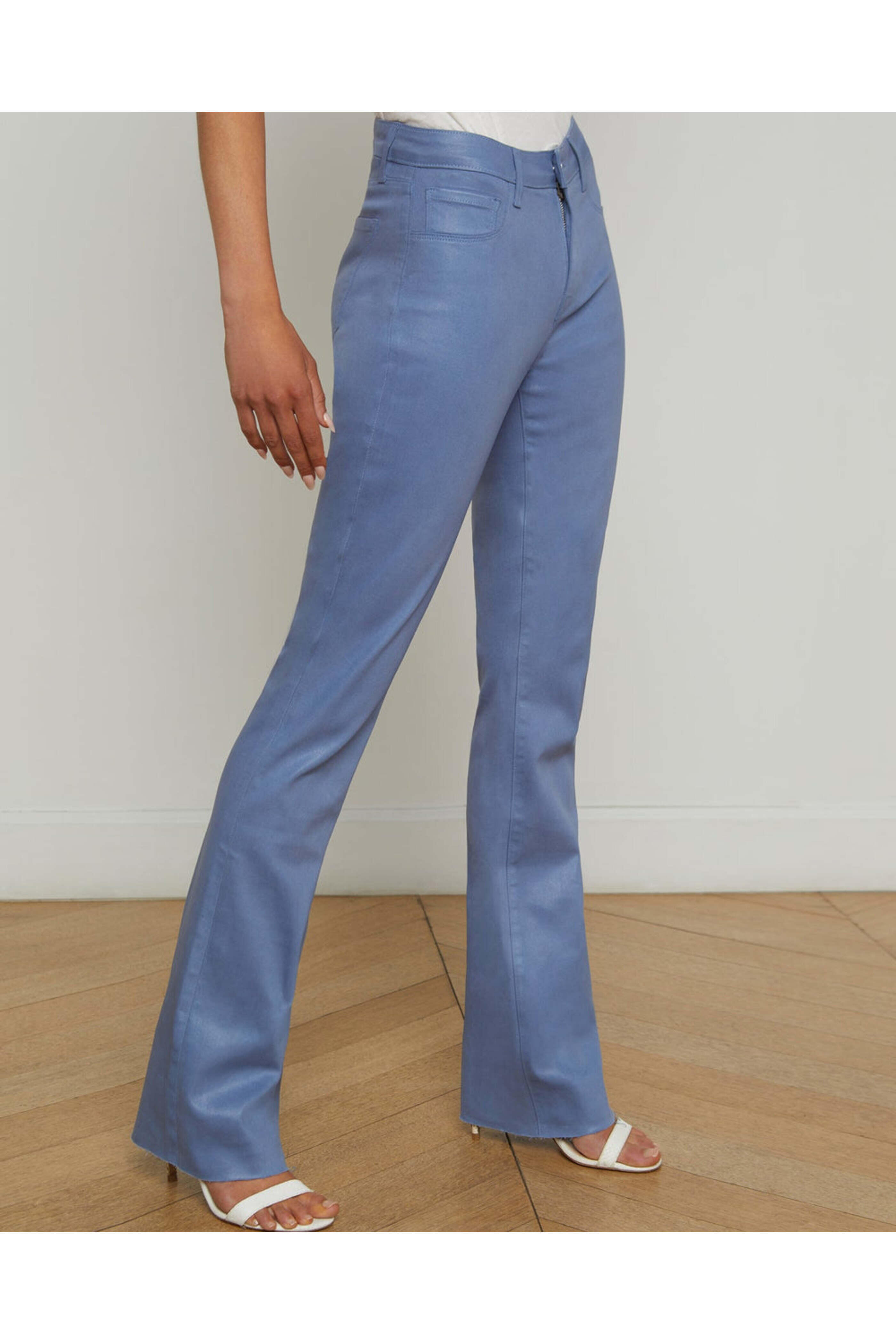 L'Agence - Ruth High Rise Straight Jean in Wild Wind Coated