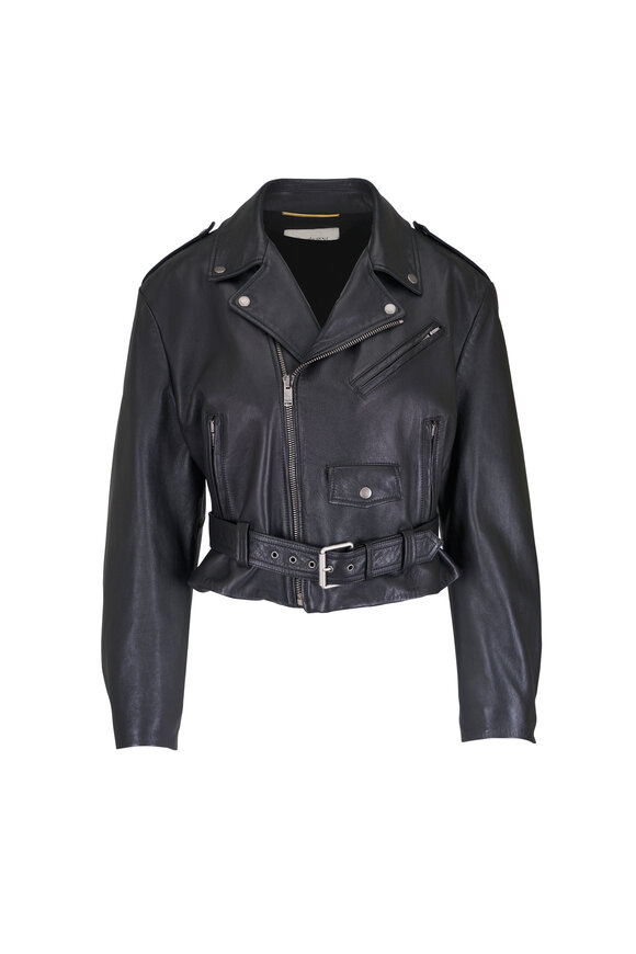 Saint Laurent Black Leather Zip Biker Jacket