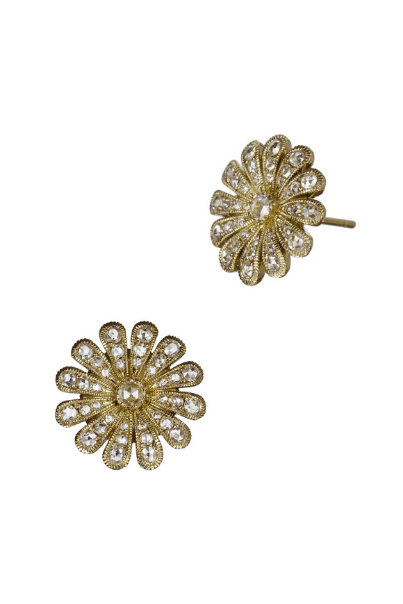 Nam Cho - 18K White Gold Diamond Flower Earrings