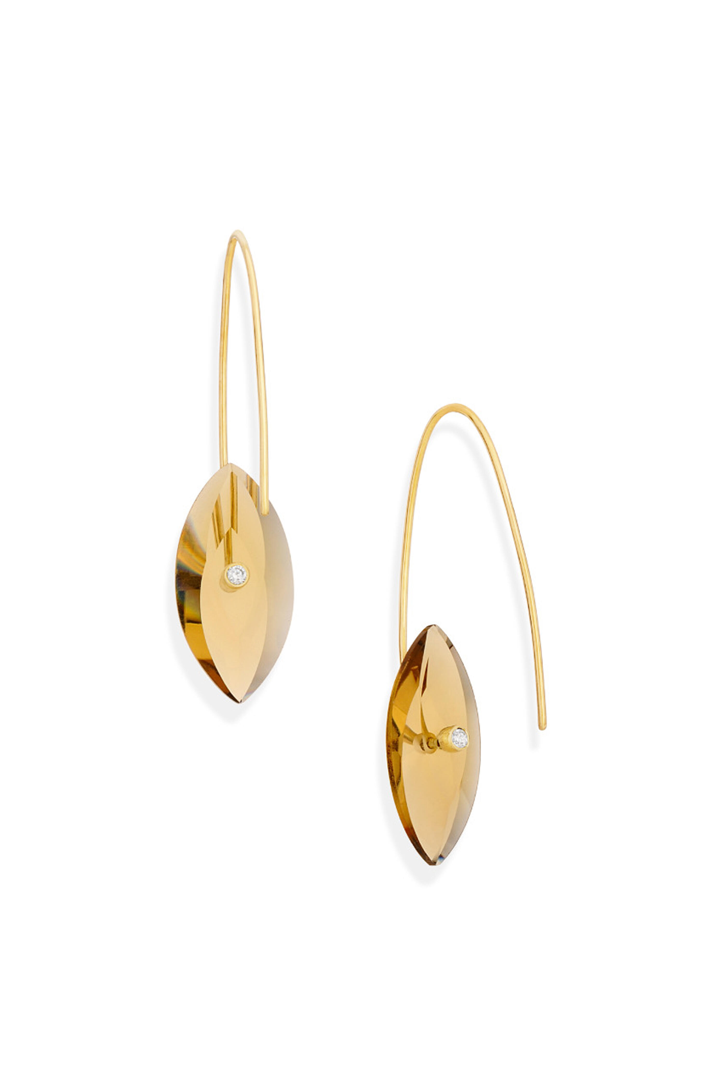 Yael Sonia - Reverse Fit Citrine Navette Earrings