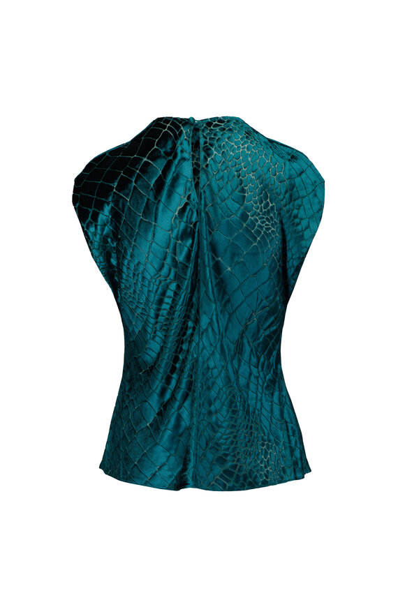 The Sei Forest Green Printed High Neck Blouse - view 2