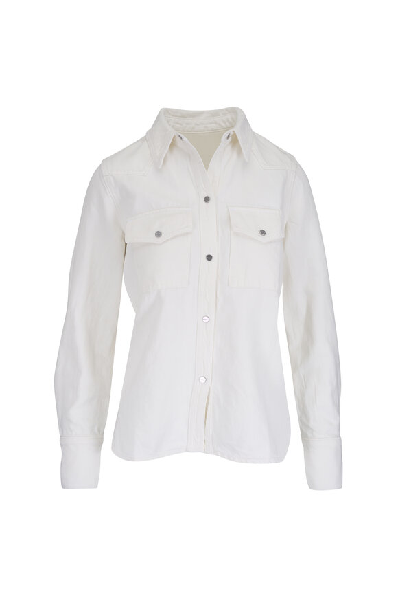 TWP Rancher White Cotton & Linen Denim Shirt - view 1