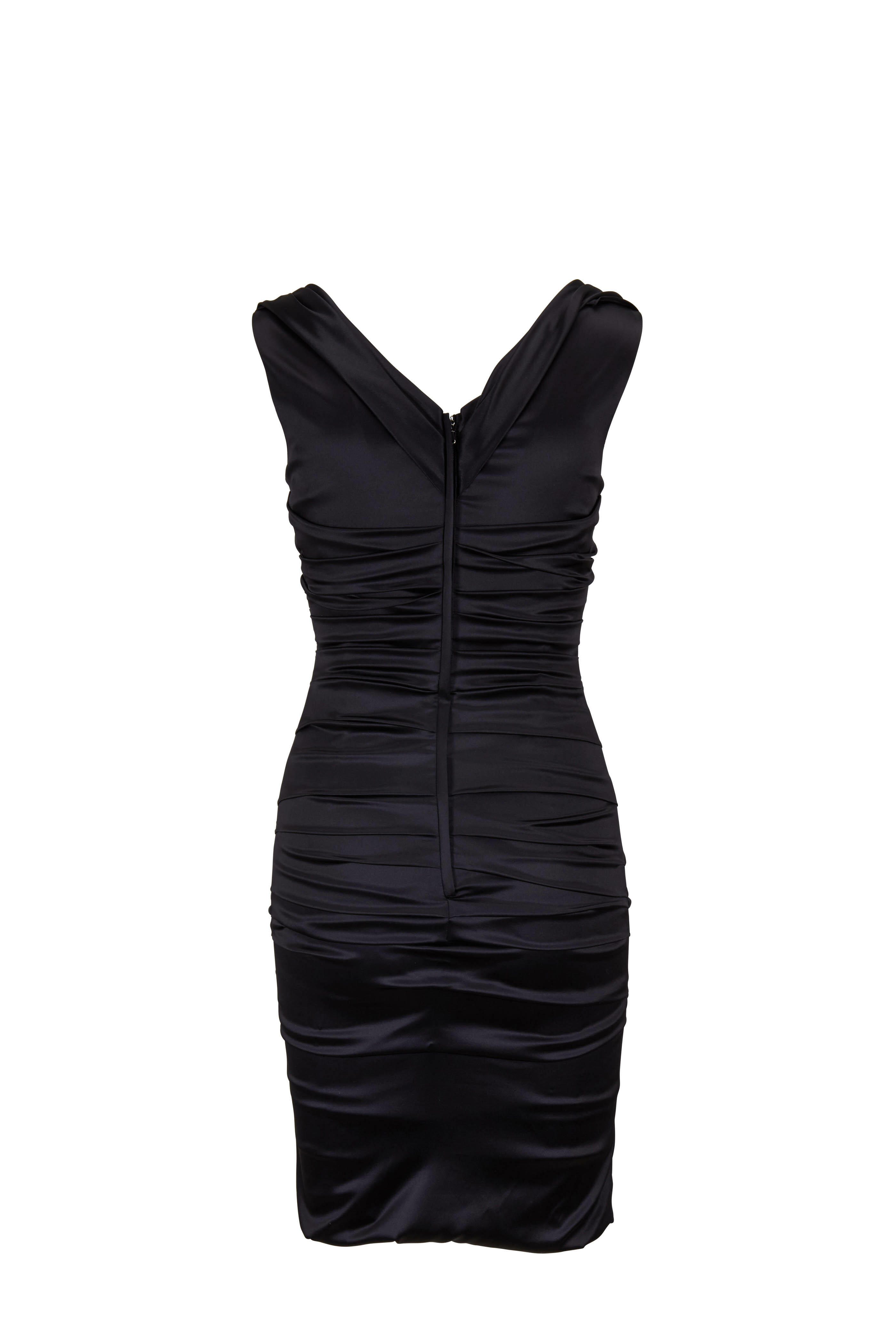 Dolce & Gabbana - Black Stretch Silk Ruched Cocktail Dress