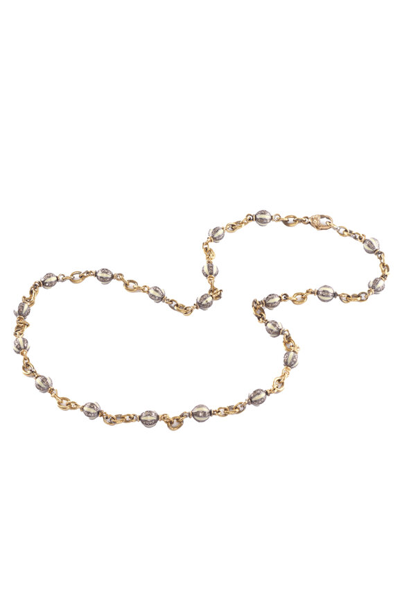 Sylva & Cie Diamond Bead & White Enamel Necklace - view 2
