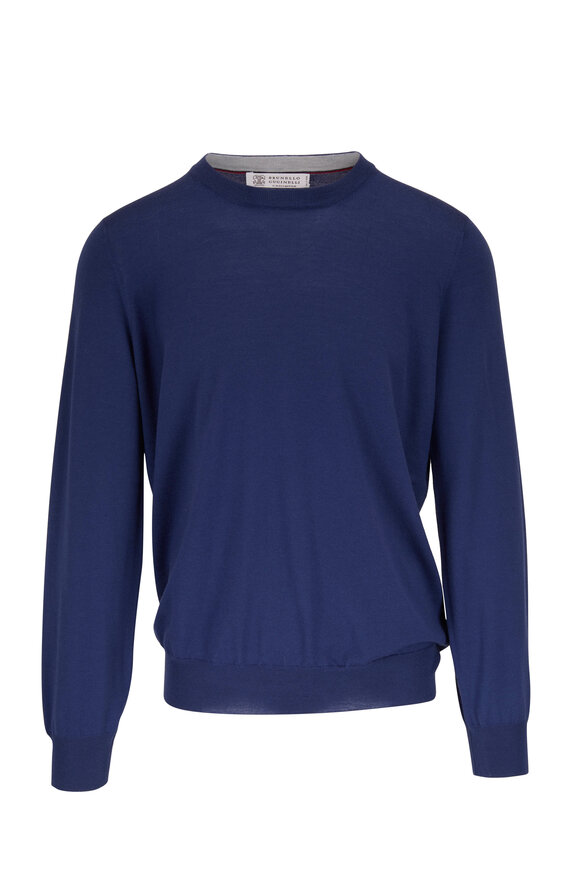 Brunello Cucinelli - Dark Blue Wool & Cashmere Crewneck Sweater