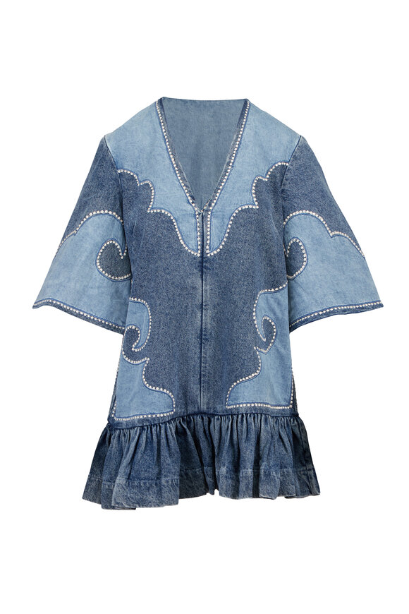 Alémais Jesse Denim Applique Mini Dress - view 1