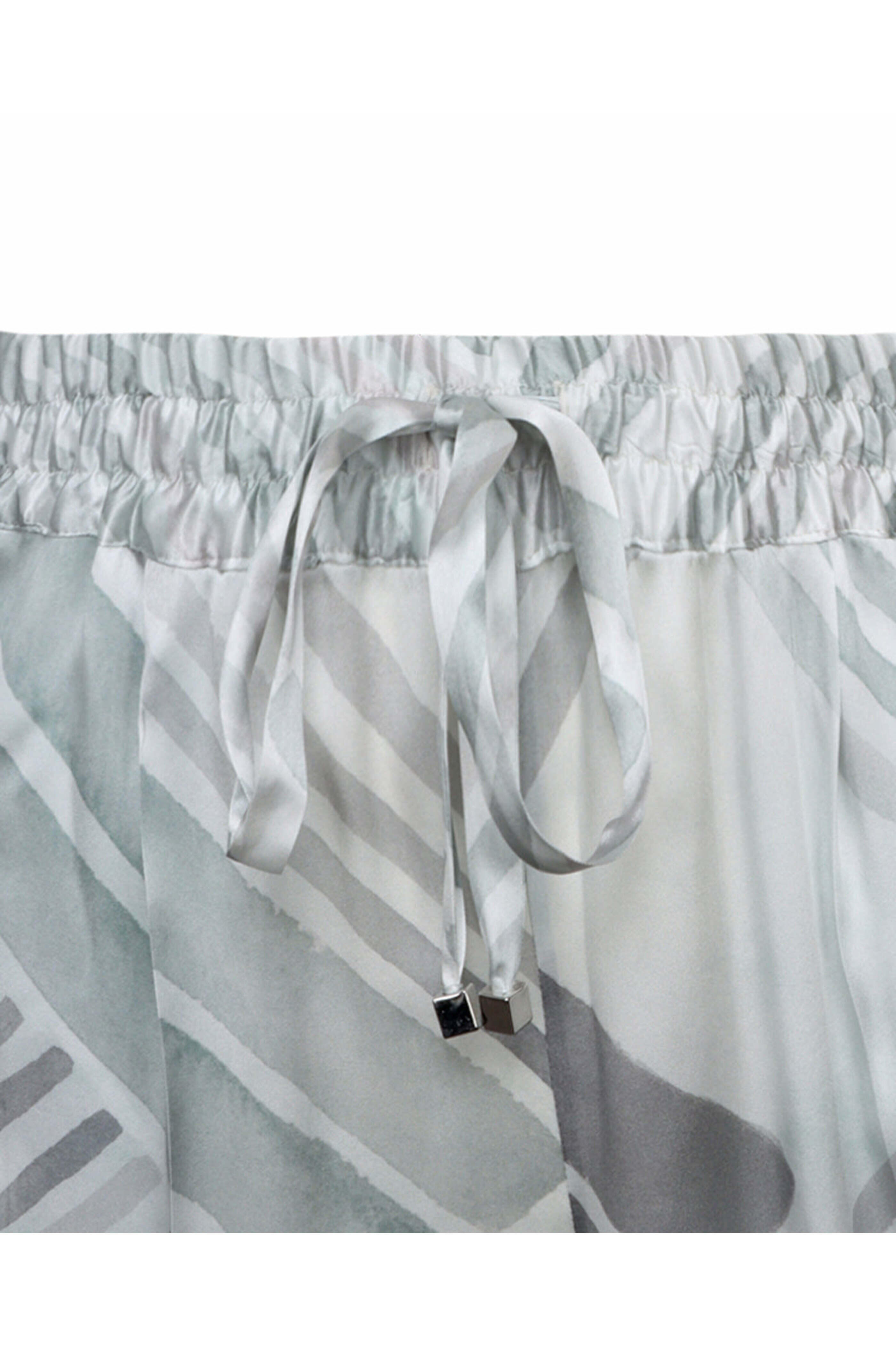 Kiton - Gray & Azure Geometric Straight Leg Pant