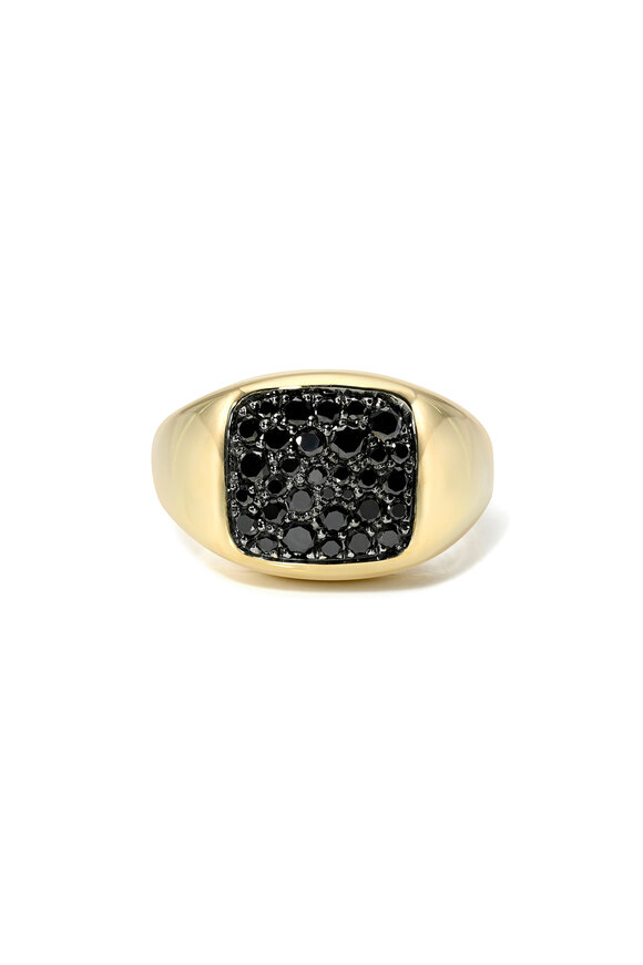 Dru 14k Yellow Gold Black Diamond Don Pinky Ring - view 1