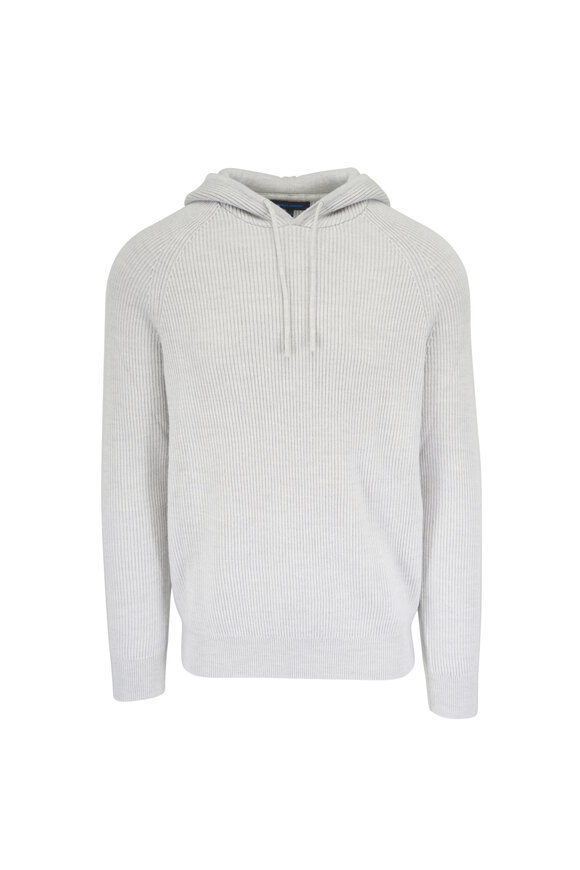 Patrick Assaraf Vanilla Wool Ribbed Hoodie - view 1