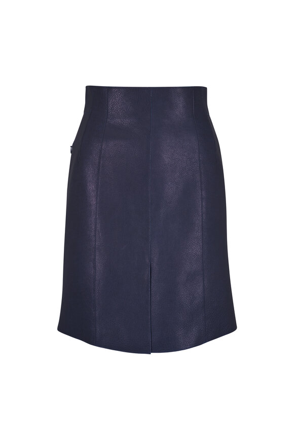 Akris Blue Paneled Slit Midi Skirt