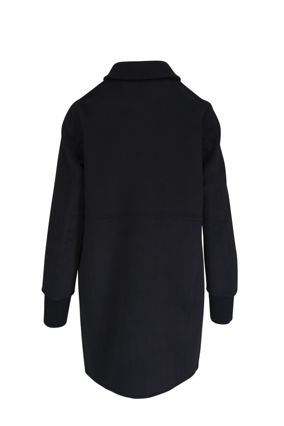 Kinross - Black Woven Wool & Cashmere Coat