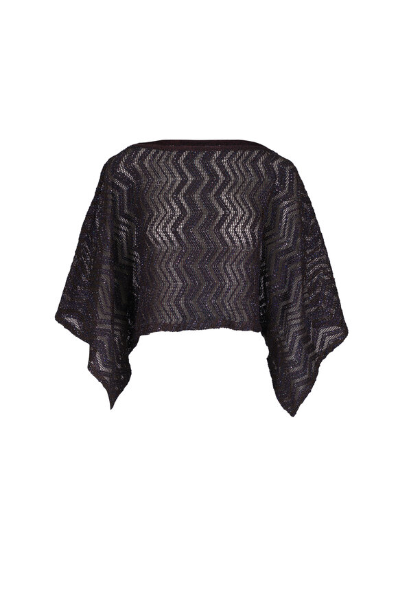 Missoni Brown & Black Sequin Crochet Knit Top