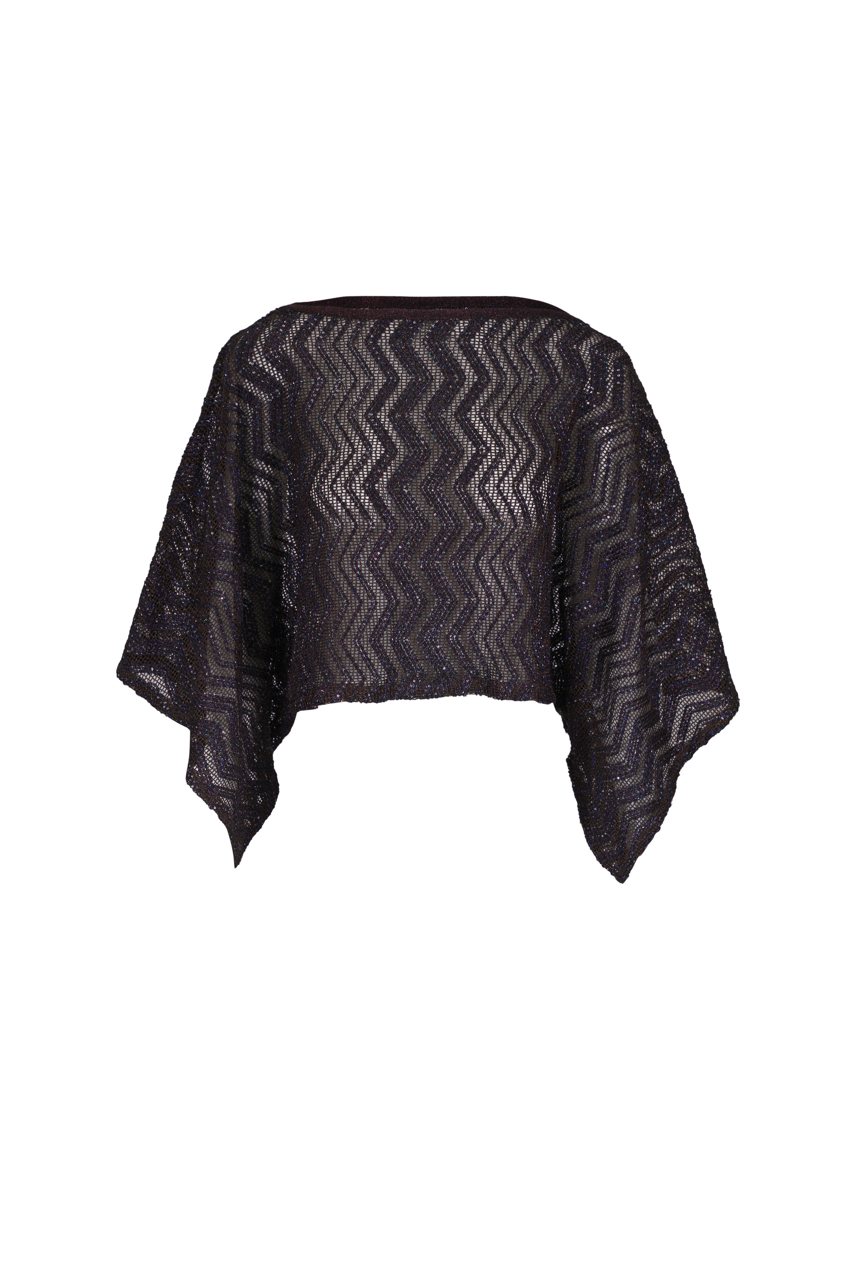 Missoni - Brown & Black Sequin Crochet Knit Top