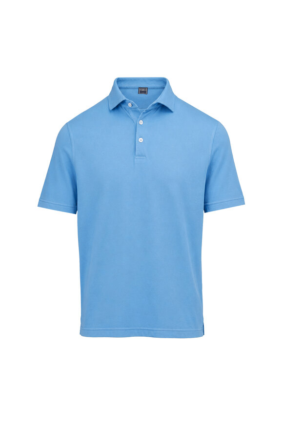 Fedeli Cornflower Jersey Cotton Polo - view 1