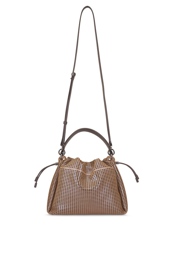Brunello Cucinelli Small Mellow Tan Sparkling Leather Bucket Bag - view 1