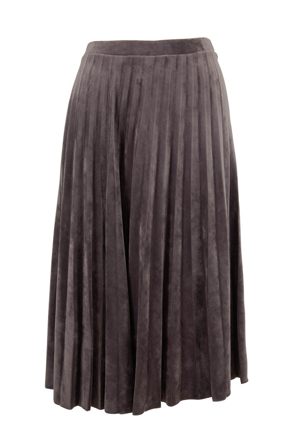 D.Exterior - Gray Velour Plissé Skirt