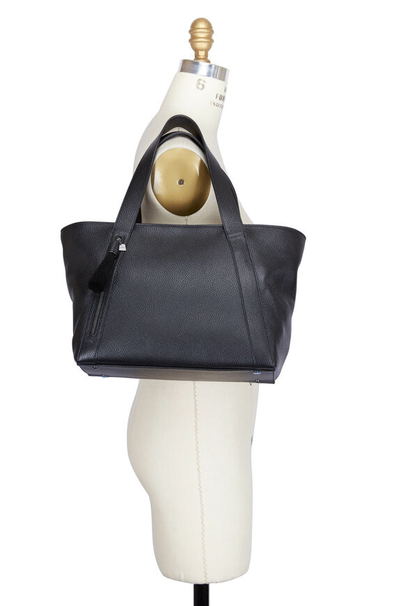 Akris - Alexa Black Leather Horsehair Tassel Small Tote