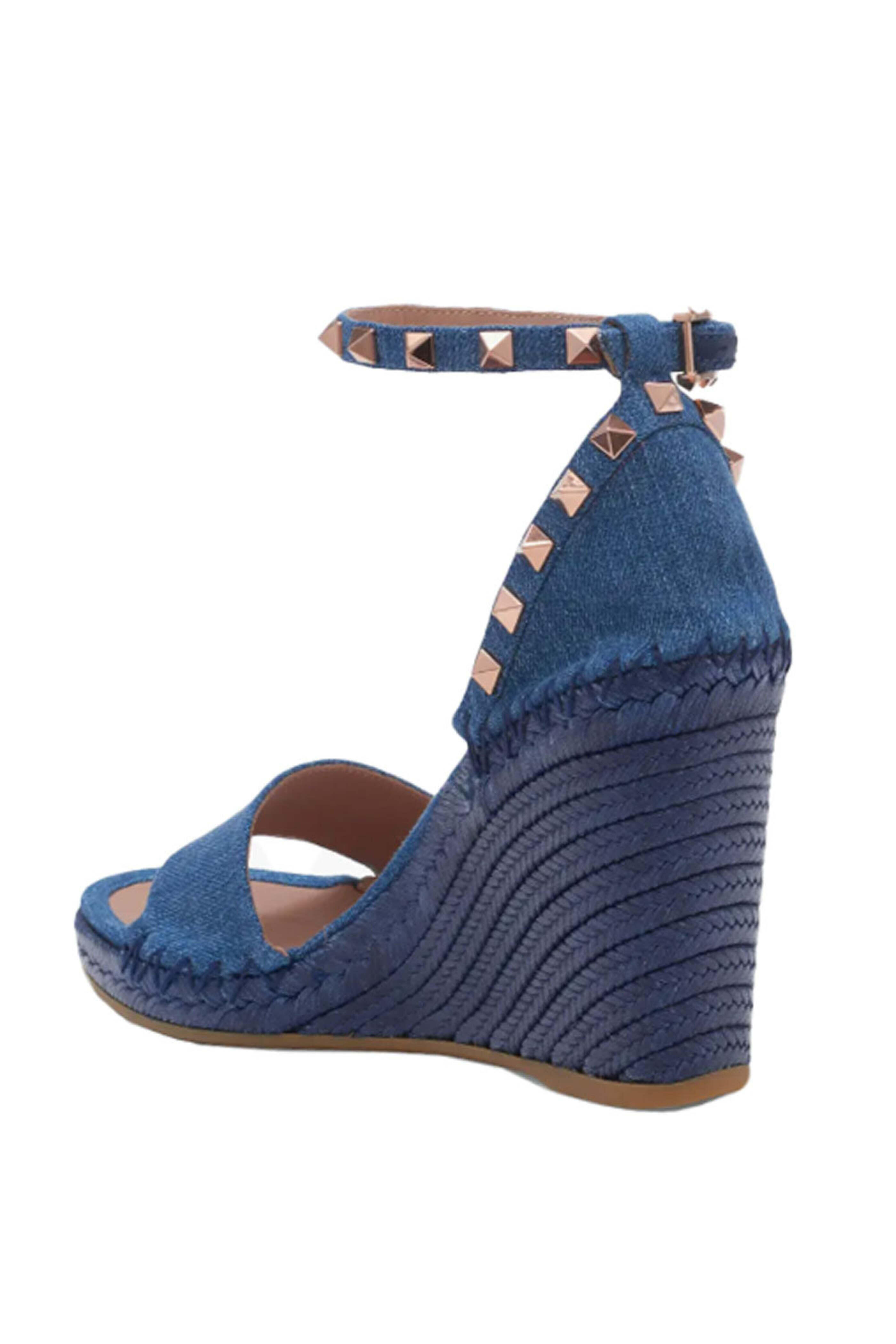 Valentino Garavani - Rockstud Denim Espadrille Wedge