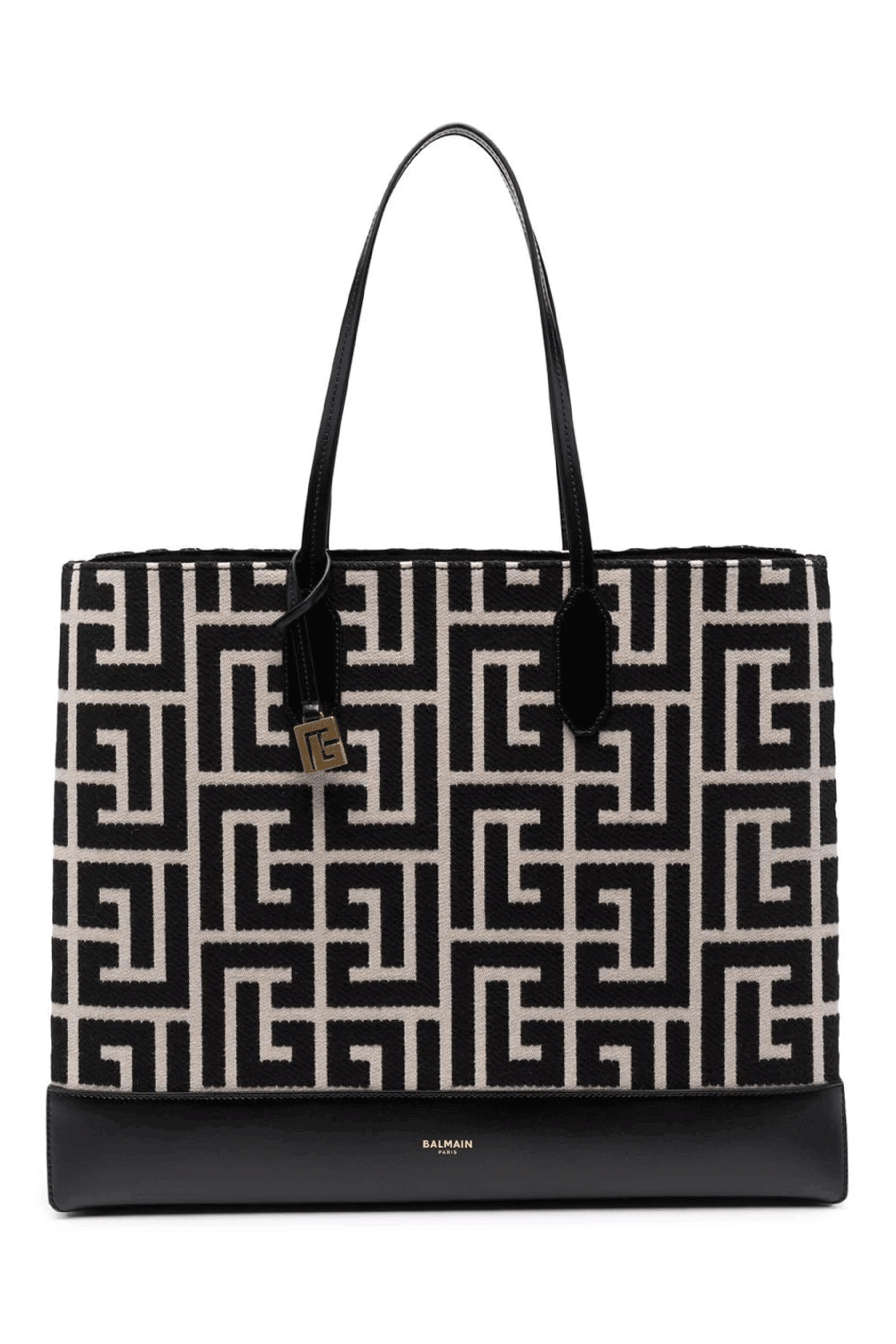Balmain - Monogram Folded Shopping Bag in Ivory and Black
