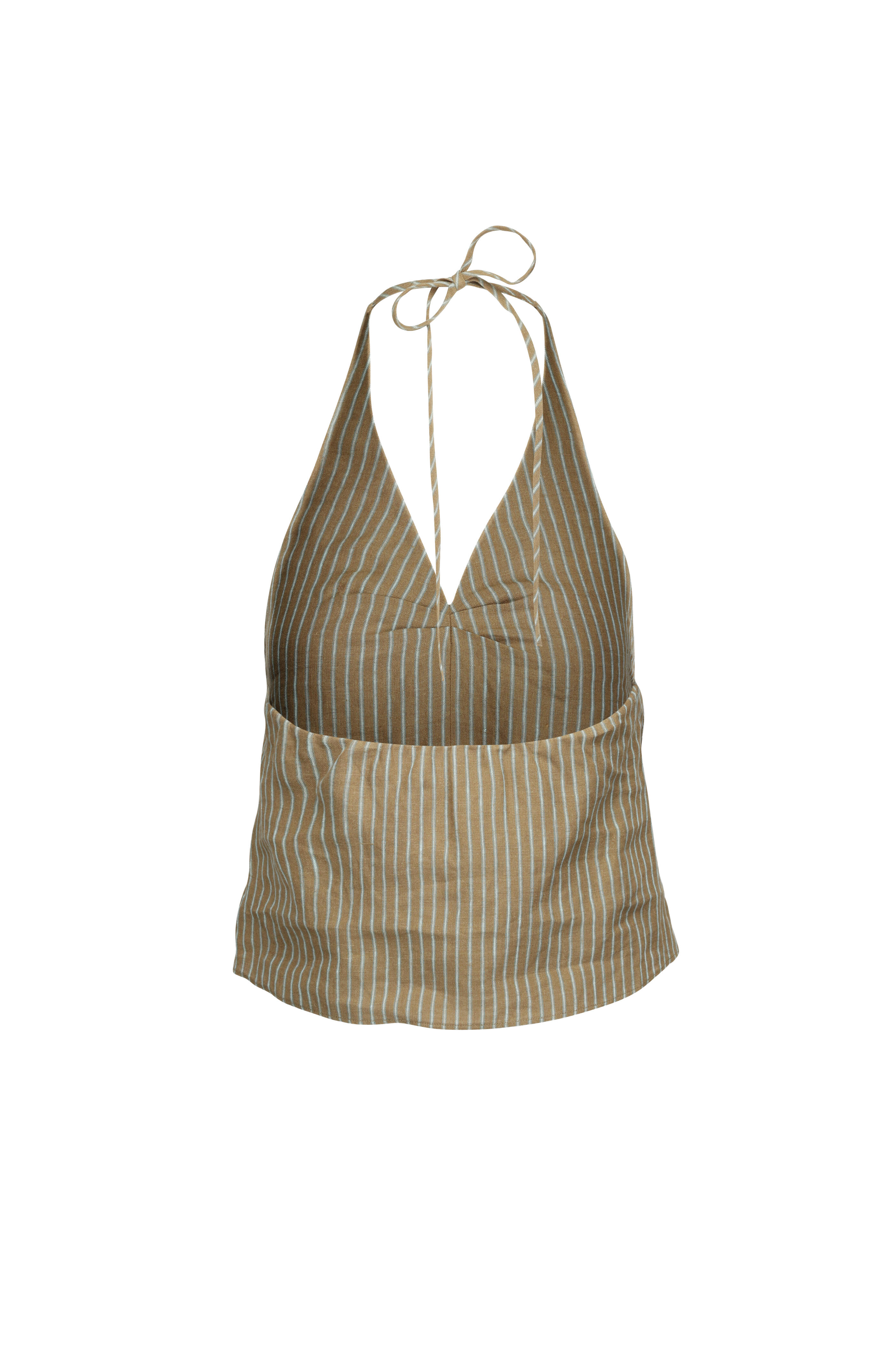 Staud - Corso Porto Stripe Linen Halter Tie Top